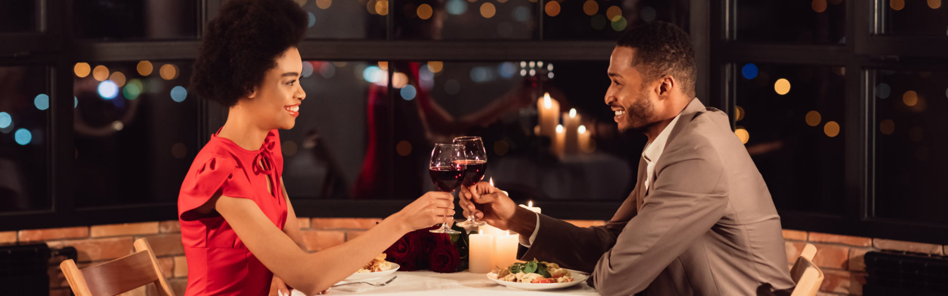 couple having a toasting glass