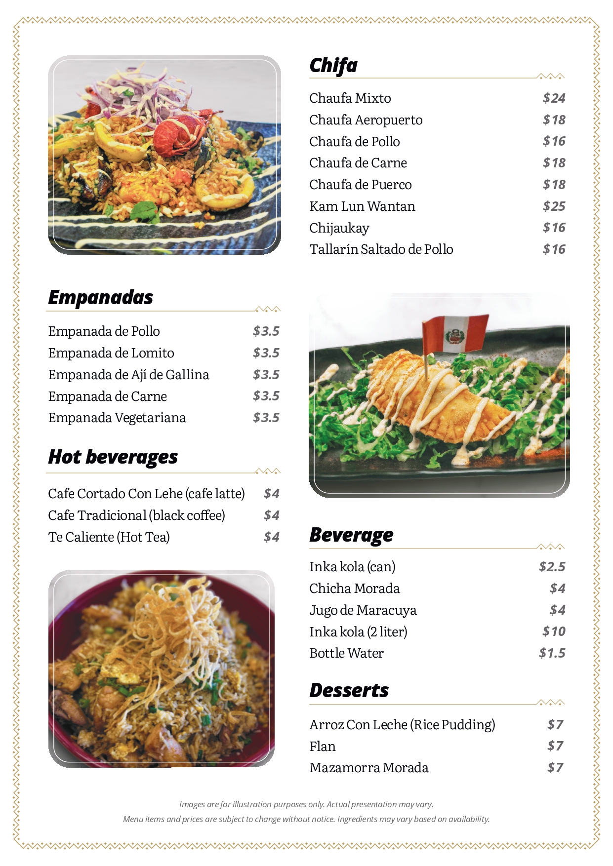 menu